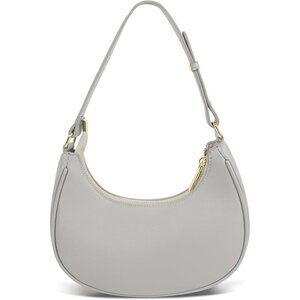 Women Grey Retro Classic Clutch Shoulder Tote Hand Bag With Zipper Closure
